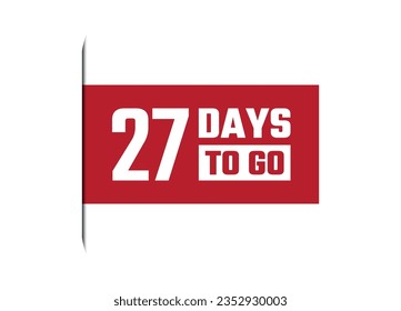 27 días para ir la ilustración del banner del vector rojo aislado en fondo blanco
