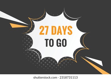 27 days to go text web button. Countdown left 27 day to go banner label