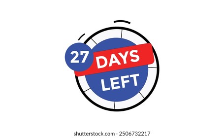 27 days left Countdown number banner templates. time icon. Vector Illustration 