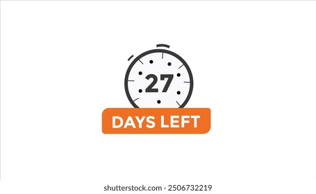 27 Tage verbleibende Countdown-Nummer Banner Vorlagen. Zeit-Symbol. Vektorgrafik 