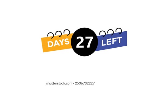 27 days left Countdown number banner templates. time icon. Vector Illustration 