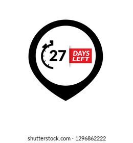 27 Days Left sign - emblem, label, badge,sticker, logo. Designed for your web site design, logo, app, UI