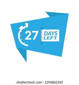 27 Days Left sign - emblem, label, badge,sticker, logo. Designed for your web site design, logo, app, UI