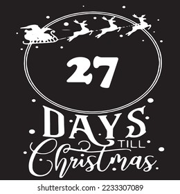 27 Tage bis Weihnachten, einfaches schwarzes Logo mit weißen Mustern 