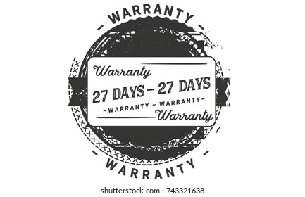 27 days warranty icon vintage rubber stamp guarantee