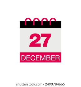 27 diciembre calendario fecha icono Vector eps
