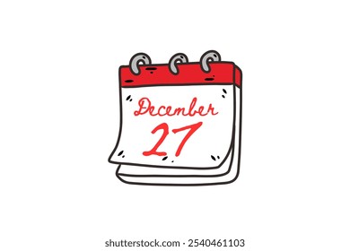 27 December calendar icon. Calendar template for the days of december. Red banner for dates and business