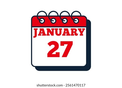 27 December calendar icon text page monthly web design on red, black and white background vector, icon, or illustration with the month of December 27