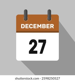 27 december calendar icon vector month date illustration design