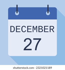 27 December Calendar, Vector Calendar.