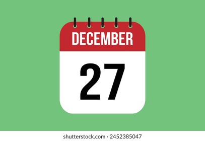 27 December Calendar. December Calendar Vector.