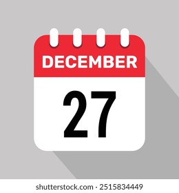 27 december calender icon text page monthly web design.