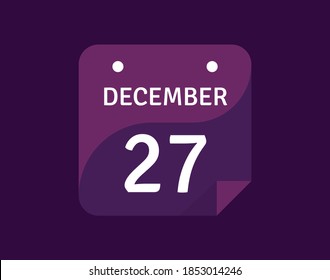 27 December, December 27 icon Single Day Calendar Vector illustration