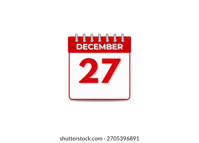 27 December month single day vector, illustration, calendar with black and white color background calendar icon of December 27