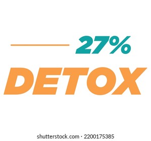 Signo de etiqueta de producto 27% Detox para ilustración de arte vectorial de producto con fuente elegante y color verde amarillo