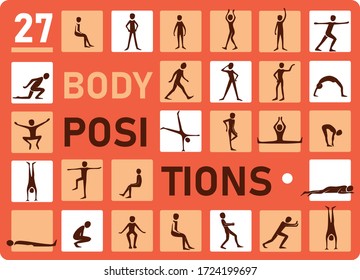 27 Different body possitions, body Silhouettes
