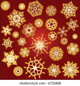 27 different golden snowflakes