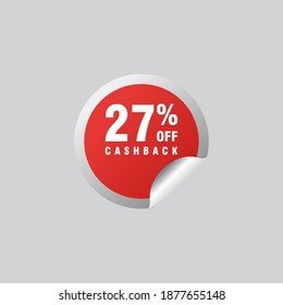 27 Rabatt, Vektor-Abzeichen für Labels, , Aufkleber, Banner, Tags, Web-Aufkleber, Neues Angebot. Discount-Origami-Zeichenbanner
