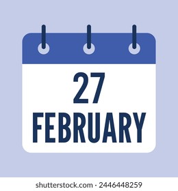 27 February Calendar. Grey Background. Vector Calendar.