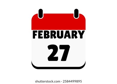 27 February calendar icon text page monthly web design on red, black and white background vector, icon, or illustration with the month of February 27