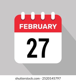 27 february calendar icon vector illustration background graphic design.