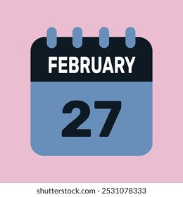 27 february calendar icon vector graphic design web page.