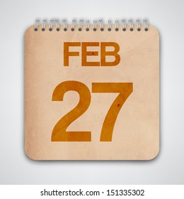 27 February on Old Notebook Vector 