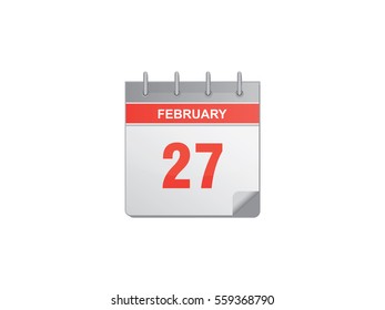 27 February red calendar vector illustration on white background