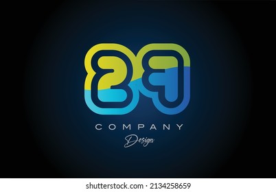 27 green blue number logo icon design. Creative template for business and company