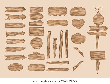 27 Handrawn Vector Wooden Sign and Arrow (Custom)