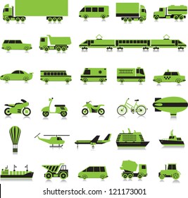 27 icons with the colour image of transport on a white background