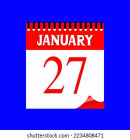 27 January 2023. Icon calendar day. Days of the year. Vector illustration sign label. Event schedule date. Meeting appointment time. Agenda plan.
