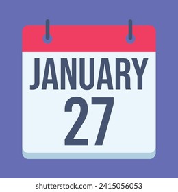  27 January calendar. Blue background. Vector Calendar.
