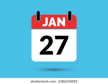 27 January Calendar Date Flat Icon Day 27 Vector Illustration