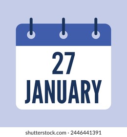 27 January calendar. Grey background. Vector Calendar.