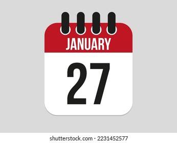 27 january calendar icon. Calendar template for the days of january. Red banner for dates and business