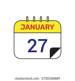 27 Januar Kalender Symbol Vektormonat Illustration Design