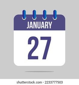 vector del calendario 27 de enero. Icono de calendario para enero con fecha marcada. Diseño de calendarios, reuniones y nombramientos
