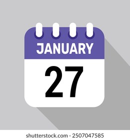 27 Januar Kalender Symbol Textseite monatliches Web-Design.