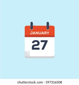 27. january flat style calendar, vector illustration