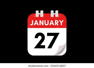 27 January month single day vector, illustration, calendar with red, gray, white and black color background calendar January 27