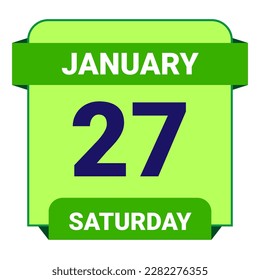 27 January, Saturday. Date template. Useful design for calendar or event promotion. Vector illustration EPS 10 File. Isolated on white background. 