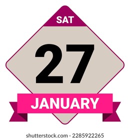 27 January, Saturday. Date template. Useful design for calendar or event promotion. Vector illustration EPS 10 File. Isolated on white background. 