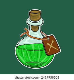 27 january, sticker vector design of beaker with dangerous green liquidon Gree background - Illustration vector by nurdal 