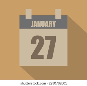 27 January vector calendar icon. Calendar page design on dark background for January days