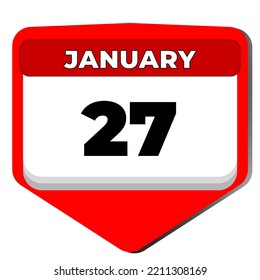 27 January Vector Icon Calendar Day. 27 Date Of January. Twenty Seventh Day Of January. 27th Date Number. 27 Day Calendar. Twenty Seven Date. International Holocaust Remembrance. Vector Illustration