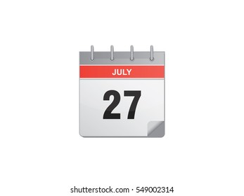 27 July calendar vector illustration on white background