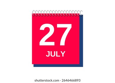 27 july month single day vector, illustration, calendar with red, blue and white color background calendar icon of july 27