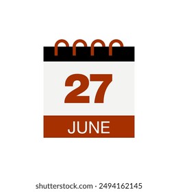 27. Juni Kalenderdatum Symbol Vektorgrafik EPS