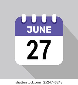 27 Juni Kalender Symbol Vektor Datum Grafik Design